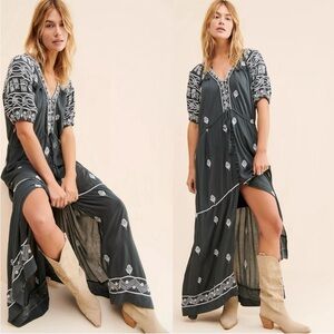 Free people Riley Embroidered Maxi Dress size M 
Retail $188